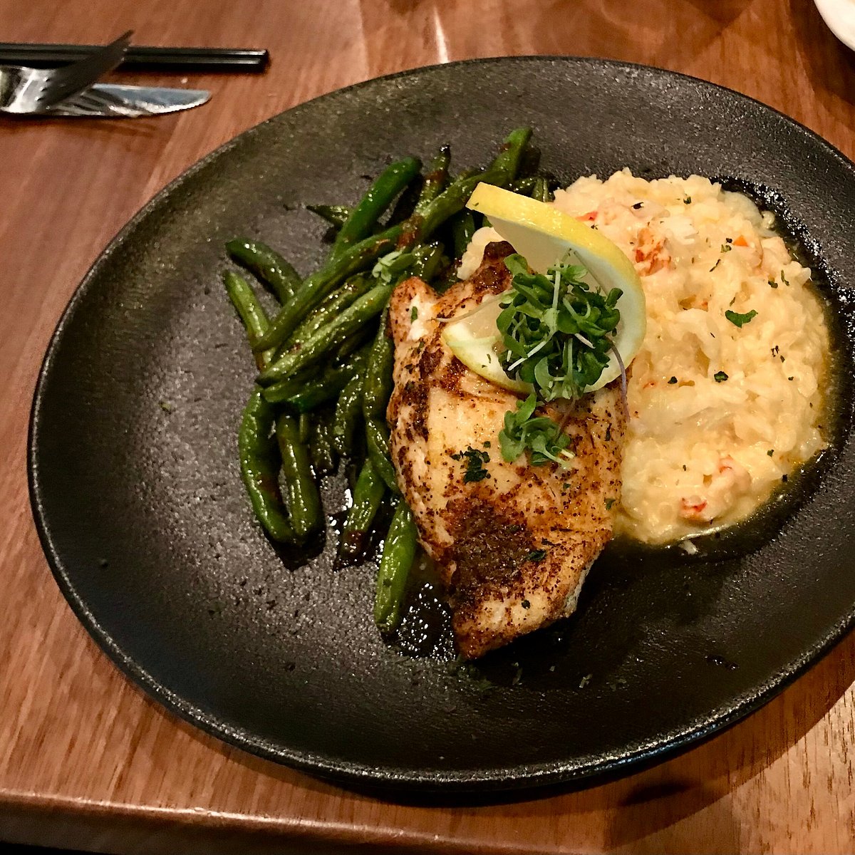 Monterey Cuisine signature dishes Blackened Grouper
Miso Glazed Sea Bass
Shrimp Pesto Linguine